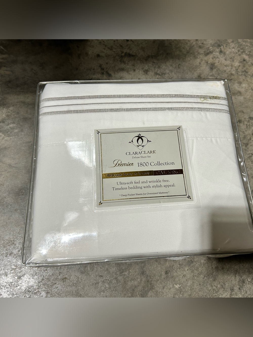 NEW Clara Clark Premier 1800 Collection California King White Sheet Set